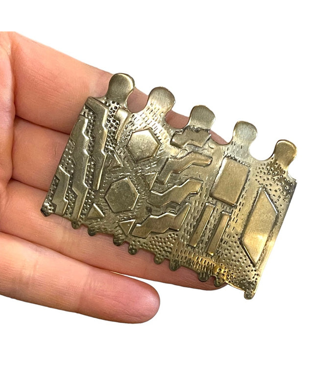 Vintage Sterling silver 925 Modernist puzzle piece large brooch