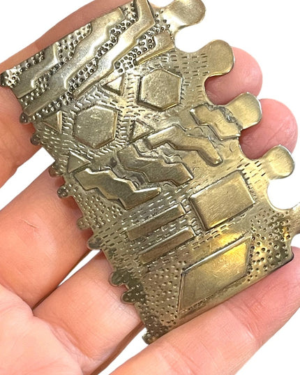Vintage Sterling silver 925 Modernist puzzle piece large brooch