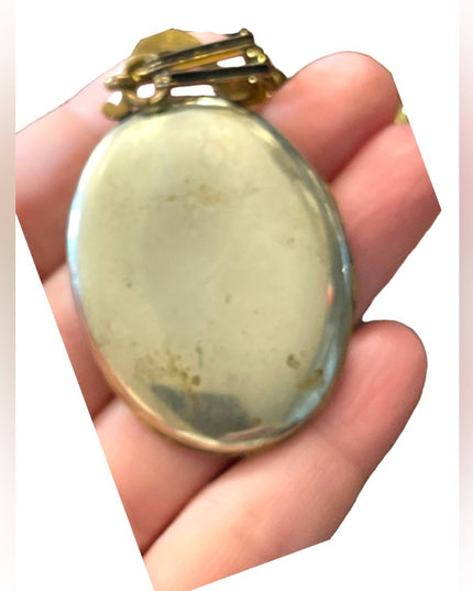 Stunning antique Gold & black enamel large oval mourning locket heirloom