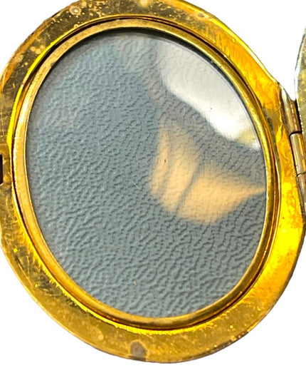 Stunning antique Gold & black enamel large oval mourning locket heirloom