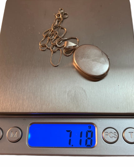 Vintage sterling silver oval locket on sterling chain necklace 925