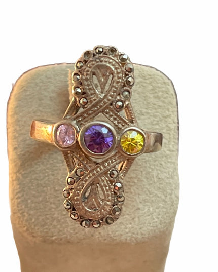 Lovely oval Marcasite gemstone sterling ring