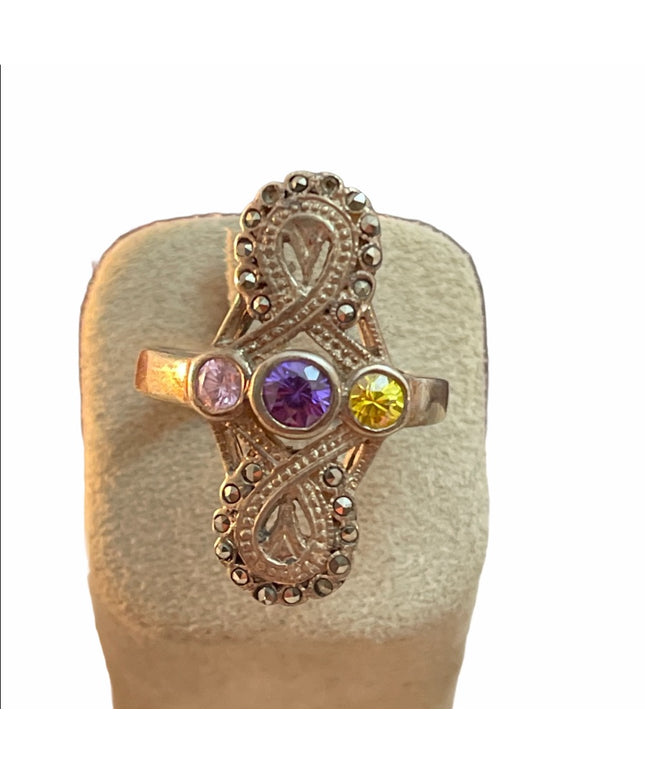 Lovely oval Marcasite gemstone sterling ring