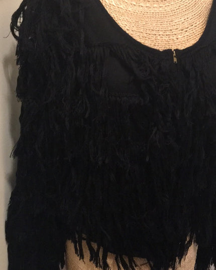 Black Knitted hand yarn Fringe sweater beauty!
