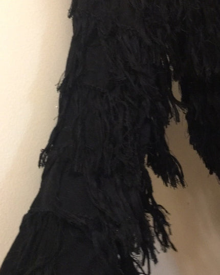 Black Knitted hand yarn Fringe sweater beauty!