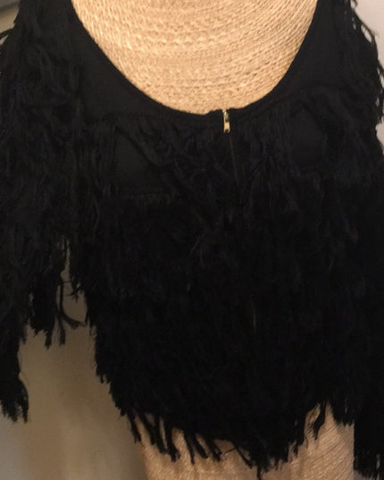 Black Knitted hand yarn Fringe sweater beauty!