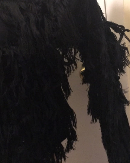 Black Knitted hand yarn Fringe sweater beauty!
