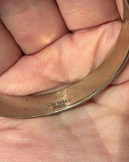 VTG Siam Sterling blue enamel bangle bracelet