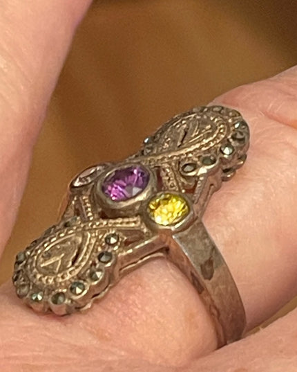 Lovely oval Marcasite gemstone sterling ring