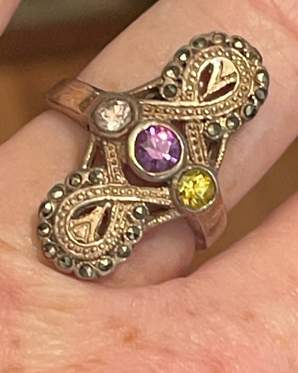 Lovely oval Marcasite gemstone sterling ring