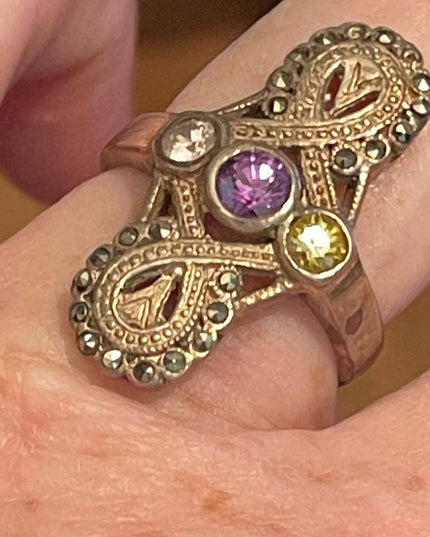 Lovely oval Marcasite gemstone sterling ring