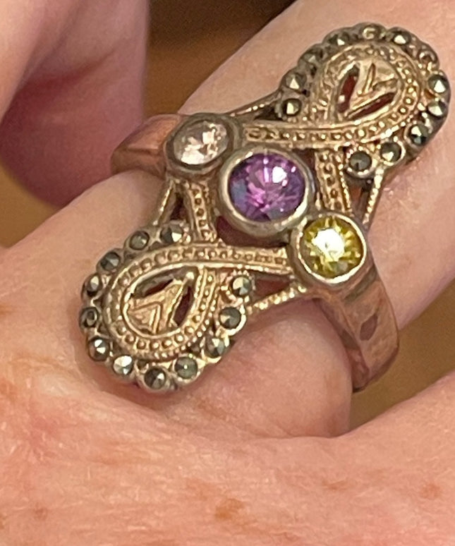 Lovely oval Marcasite gemstone sterling ring