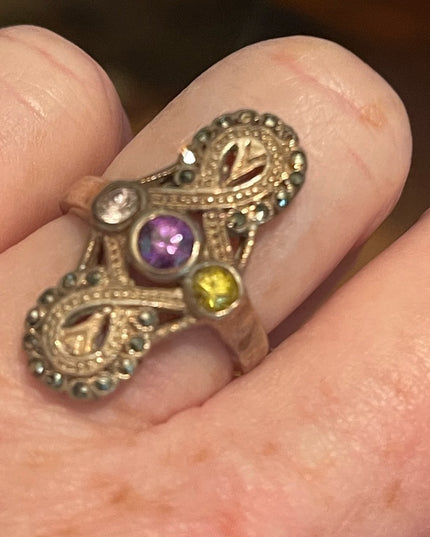Lovely oval Marcasite gemstone sterling ring