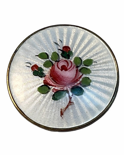 Antique STERLING GUILLOCHE ENAMEL Norway 925 🌹 FLOWER BROOCH