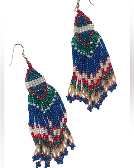 Vintage southwestern sthle Mico bead dangle handmade indian earrings