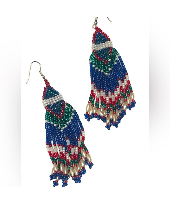 Vintage southwestern sthle Mico bead dangle handmade indian earrings