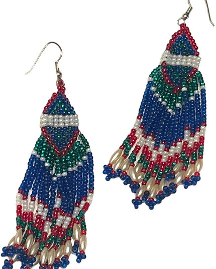 Vintage southwestern sthle Mico bead dangle handmade indian earrings