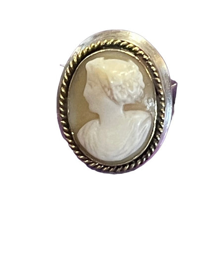 Vintage Sterling silver 925 Shell cameo large ring cigar band heavy
