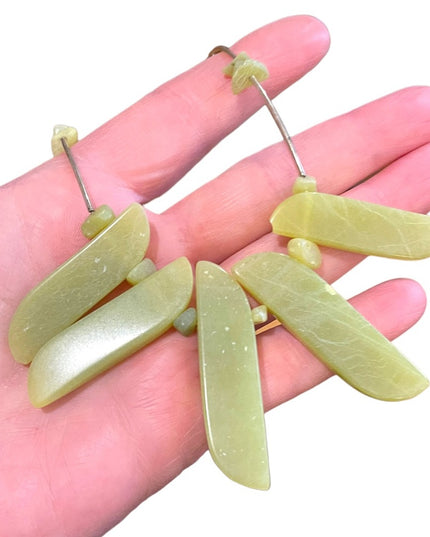 Lemon Serpentine Sterling Silver Cleopatra Gemstone Bead Necklace Tribal