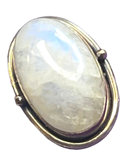 Vintage sterling silver 925 Moonstone elongated chunky ring