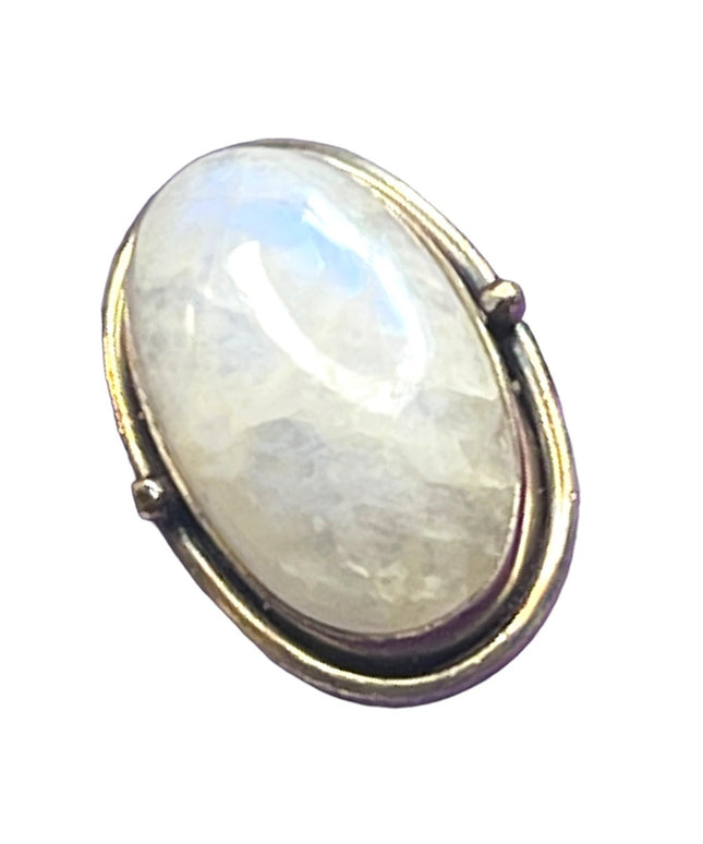 Vintage sterling silver 925 Moonstone elongated chunky ring
