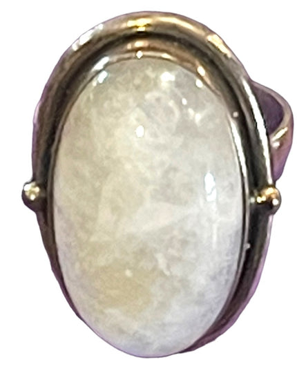 Vintage sterling silver 925 Moonstone elongated chunky ring
