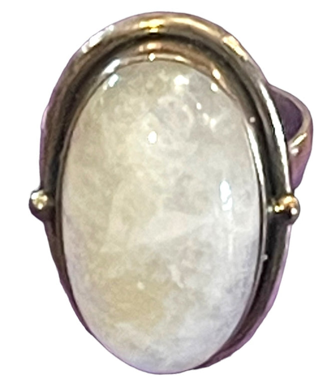 Vintage sterling silver 925 Moonstone elongated chunky ring