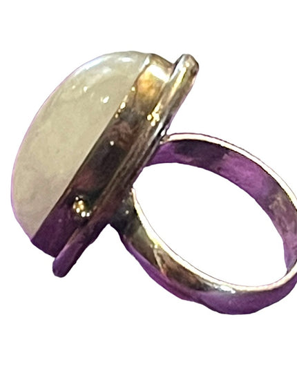Vintage sterling silver 925 Moonstone elongated chunky ring