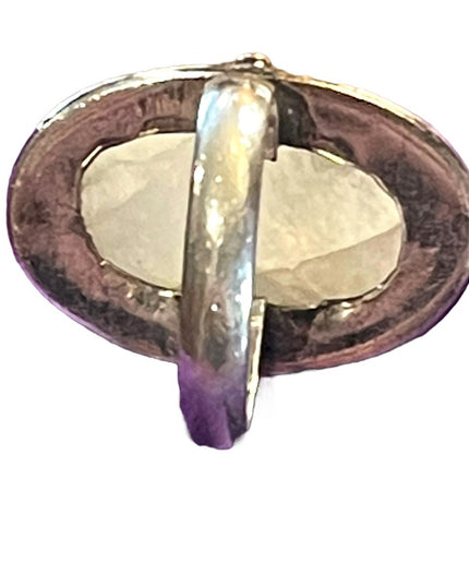 Vintage sterling silver 925 Moonstone elongated chunky ring