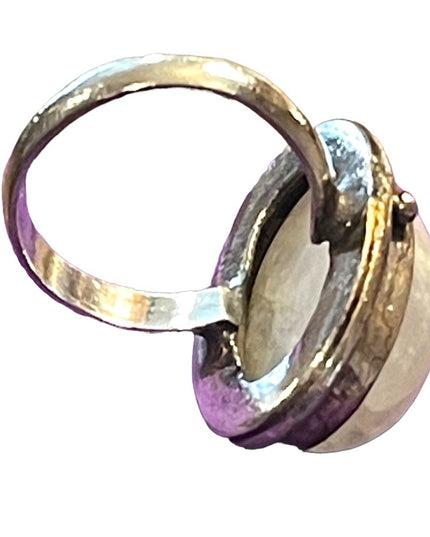 Vintage sterling silver 925 Moonstone elongated chunky ring