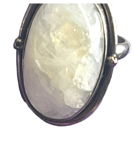 Vintage sterling silver 925 Moonstone elongated chunky ring