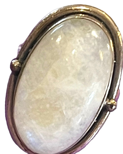 Vintage sterling silver 925 Moonstone elongated chunky ring