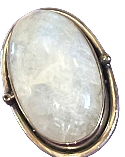 Vintage sterling silver 925 Moonstone elongated chunky ring
