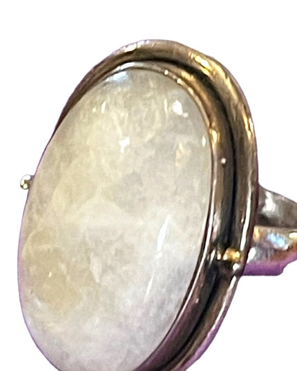 Vintage sterling silver 925 Moonstone elongated chunky ring