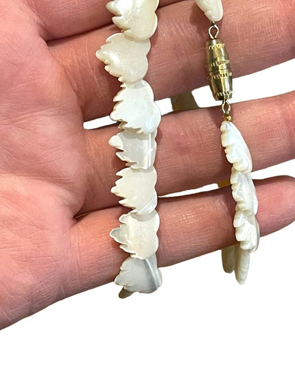 Vintage Mother of pearl fancy etched design bead necklace