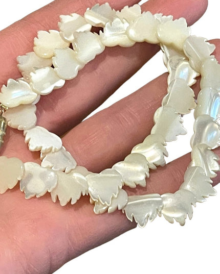 Vintage Mother of pearl fancy etched design bead necklace
