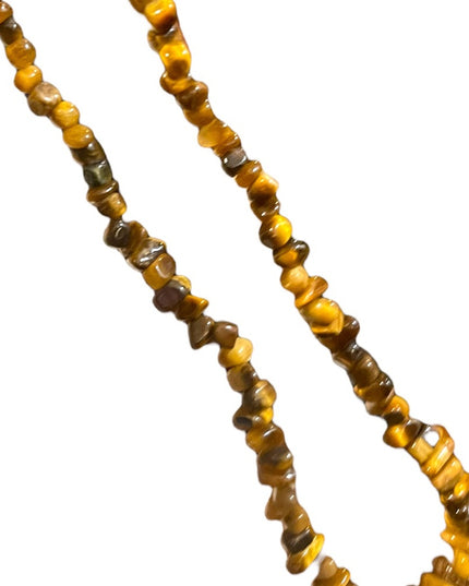 Vintage polished tiger eye stone bead chip necklace