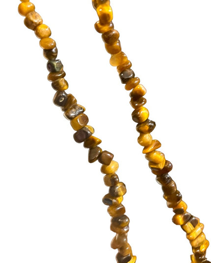 Vintage polished tiger eye stone bead chip necklace