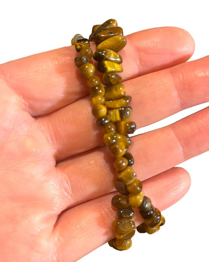Vintage polished tiger eye stone bead chip necklace