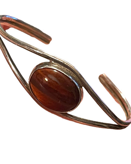 Vintage Mexico Mahogany Obsidian eye sterling silver 925 stone necklace …