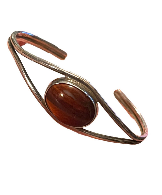 Vintage Mexico Mahogany Obsidian eye sterling silver 925 stone necklace …