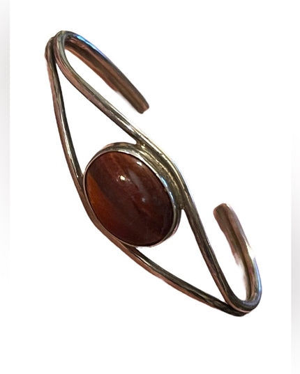 Vintage Mexico Mahogany Obsidian eye sterling silver 925 stone necklace …