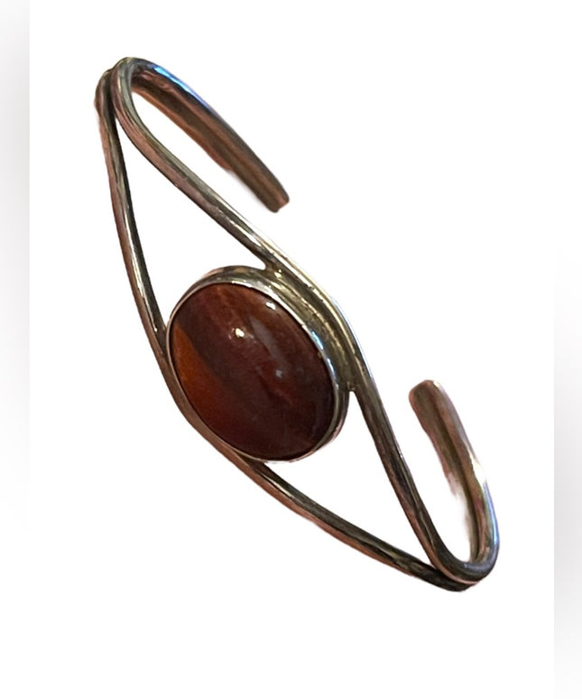 Vintage Mexico Mahogany Obsidian eye sterling silver 925 stone necklace …
