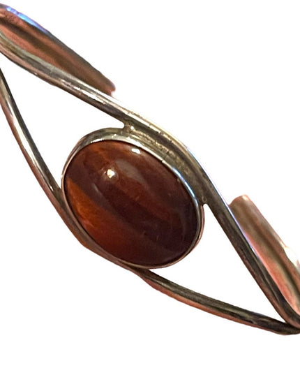 Vintage Mexico Mahogany Obsidian eye sterling silver 925 stone necklace …