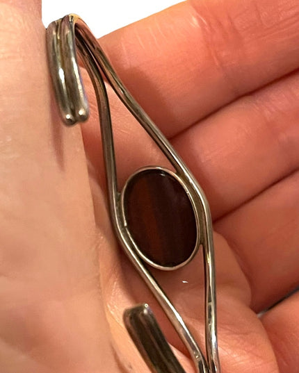 Vintage Mexico Mahogany Obsidian eye sterling silver 925 stone necklace …