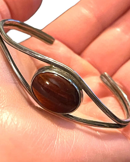 Vintage Mexico Mahogany Obsidian eye sterling silver 925 stone necklace …