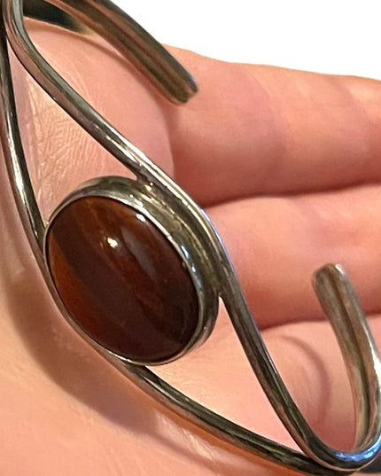Vintage Mexico Mahogany Obsidian eye sterling silver 925 stone necklace …