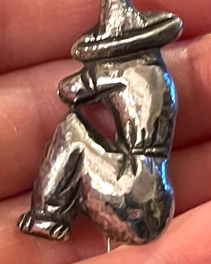 Hector Aguilar Mexico Sterling Silver (.925) Siesta Man w/Sombrero Brooch