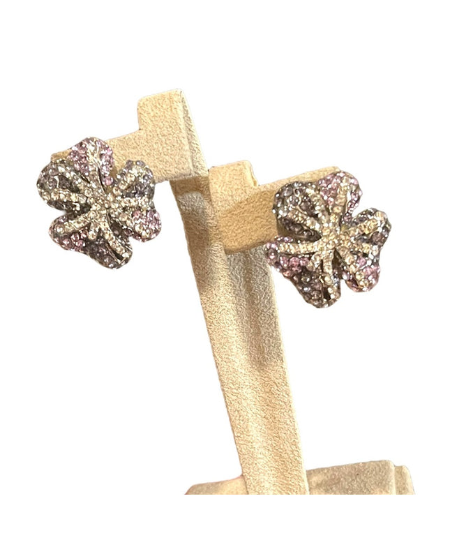 Vintage Beautiful Colorful purple & clear swarovski Flower crystal earri…