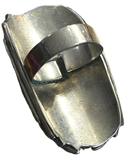 Vintage Elongated Handmade Southwestern Agate sterling Silver ring